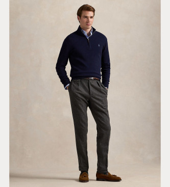 Polo Ralph Lauren Fleecepullover med kort dragkedja i marinblå färg