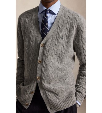 Polo Ralph Lauren Cardigan en laine et cachemire gris