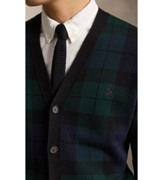 Polo Ralph Lauren Cardigan en laine à carreaux vert, marine
