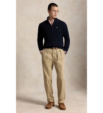 Polo Ralph Lauren Maglione di cotone a trecce blu navy