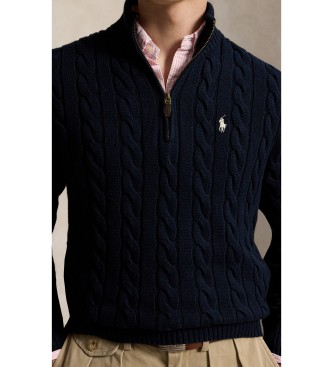 Polo Ralph Lauren Maglione di cotone a trecce blu navy