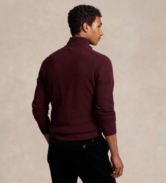 Polo Ralph Lauren Maglione di lana con zip corta bordeaux