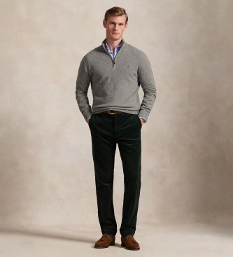 Polo Ralph Lauren Maglione di lana con zip corta grigio