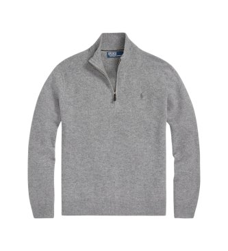 Polo Ralph Lauren Maglione di lana con zip corta grigio