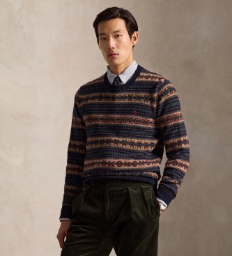 Polo Ralph Lauren Maglione di lana Fair Isle marrone