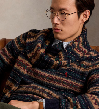 Polo Ralph Lauren Maglione di lana Fair Isle marrone
