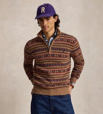 Polo Ralph Lauren Maglione di lana Fair Isle marrone