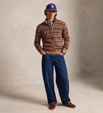 Polo Ralph Lauren Maglione di lana Fair Isle marrone