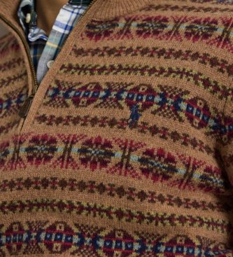Polo Ralph Lauren Maglione di lana Fair Isle marrone