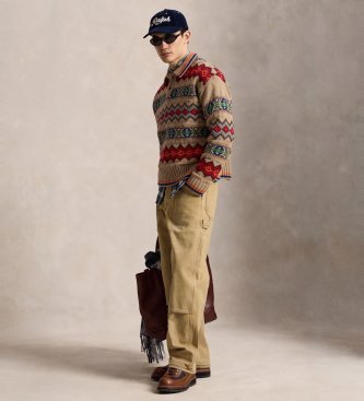 Polo Ralph Lauren Maglione Fair Isle in misto lana marrone