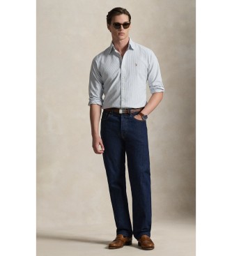 Polo Ralph Lauren Custom Fit gestreiftes Oxford-Hemd weiß, marineblau