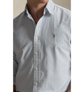 Polo Ralph Lauren Custom Fit gestreiftes Oxford-Hemd weiß, marineblau