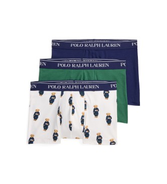 Polo Ralph Lauren Zestaw 3 par bokserów z elastycznej bawe?ny w kolorach: bia?ym, zielonym i granatowym