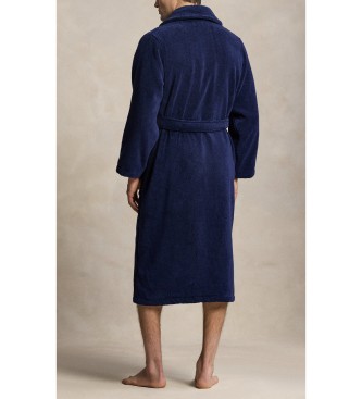 Polo Ralph Lauren Roupão de felpa com gola em forma de xale na cor azul-marinho