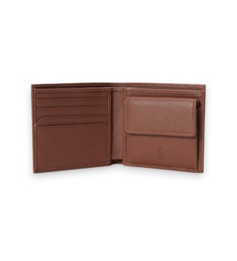 Polo Ralph Lauren Monedero billetera de Piel Suave marrón