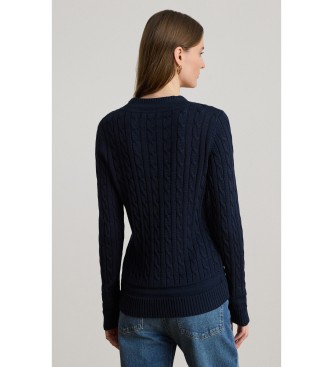 Lauren Ralph Lauren Marineblaues Zopfmuster-Cricket-Pullover
