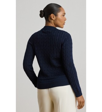 Lauren Ralph Lauren Marineblaues Zopfmuster-Cricket-Pullover