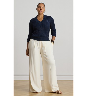 Lauren Ralph Lauren Marineblaues Zopfmuster-Cricket-Pullover