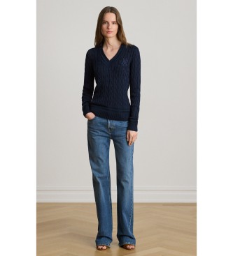 Lauren Ralph Lauren Marineblaues Zopfmuster-Cricket-Pullover