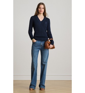 Lauren Ralph Lauren Marineblaues Zopfmuster-Cricket-Pullover