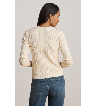 Lauren Ralph Lauren Pull en point de torsades avec boutons beige