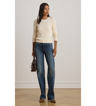 Lauren Ralph Lauren Pull en point de torsades avec boutons beige