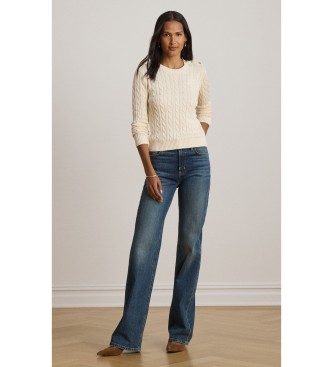 Lauren Ralph Lauren Pull en point de torsades avec boutons beige