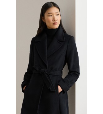 Lauren Ralph Lauren Schwarzer Woll-Mix Wickelmantel
