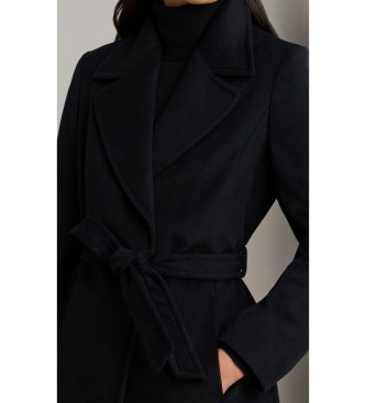 Lauren Ralph Lauren Schwarzer Woll-Mix Wickelmantel