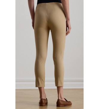 Lauren Ralph Lauren Beige broek van katoenen twill met elastiek