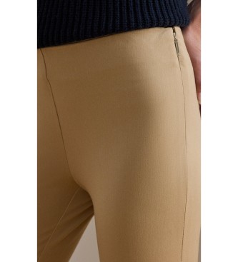 Lauren Ralph Lauren Beige broek van katoenen twill met elastiek