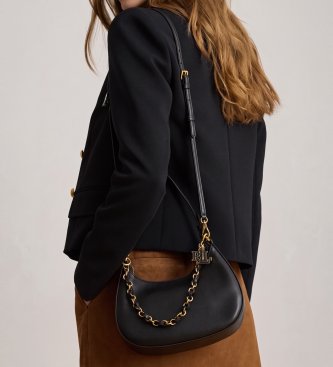 Lauren Ralph Lauren Mellanstor Marcy-axelväska i svart läder