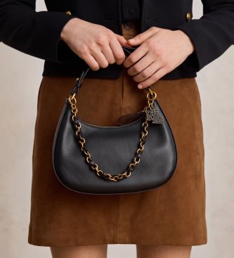 Lauren Ralph Lauren Mellanstor Marcy-axelväska i svart läder