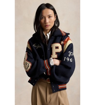 Polo Ralph Lauren Univerzitetna jakna iz me?anice volne v mornarsko modri barvi