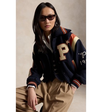 Polo Ralph Lauren Univerzitetna jakna iz me?anice volne v mornarsko modri barvi