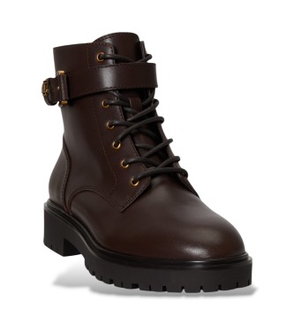 Lauren Ralph Lauren Bottines Allyson en cuir avec bride marron foncé