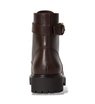 Lauren Ralph Lauren Bottines Allyson en cuir avec bride marron foncé