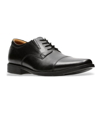 Clarks Tilden Cap chaussures en cuir noir