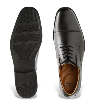 Clarks Tilden Cap chaussures en cuir noir