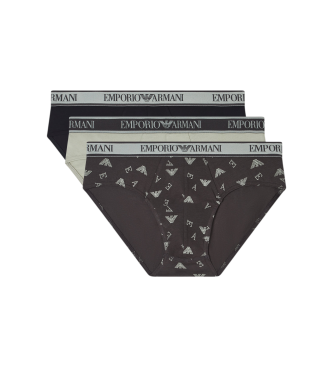 Emporio Armani Set 3 Slips Logo schwarz, grün, grau