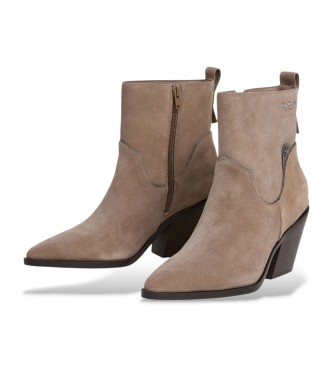 Pepe Jeans Stivaletti alla caviglia Gina Smart in pelle beige