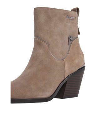 Pepe Jeans Stivaletti alla caviglia Gina Smart in pelle beige