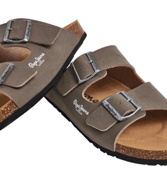 Pepe Jeans Sandali Bio Double Velour bež barve