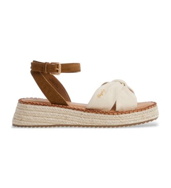 Pepe Jeans Skórzane sandały Kate Bass brązowe