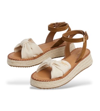 Pepe Jeans Skórzane sandały Kate Bass brązowe