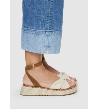 Pepe Jeans Skórzane sandały Kate Bass brązowe