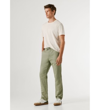 Pepe Jeans Pull On Comfort Chino Trousers Linen green