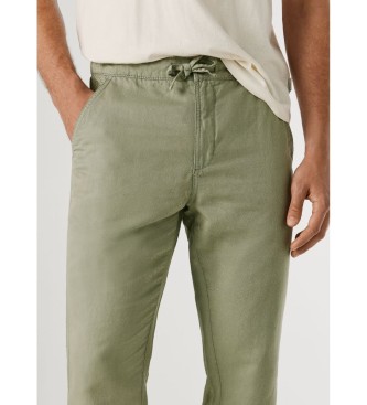 Pepe Jeans Pull On Comfort Chino Trousers Linen green