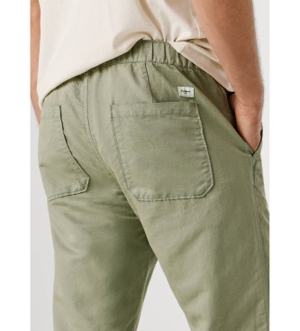 Pepe Jeans Pull On Comfort Chino Trousers Linen green