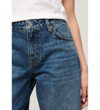 Superdry Calças de ganga azuis de cintura média e perna larga